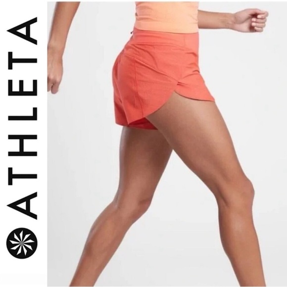 ATHLETA Plus Size Run With It Textured 3.5” Short-Space Dye Orange Short 1X - Picture 6 of 7